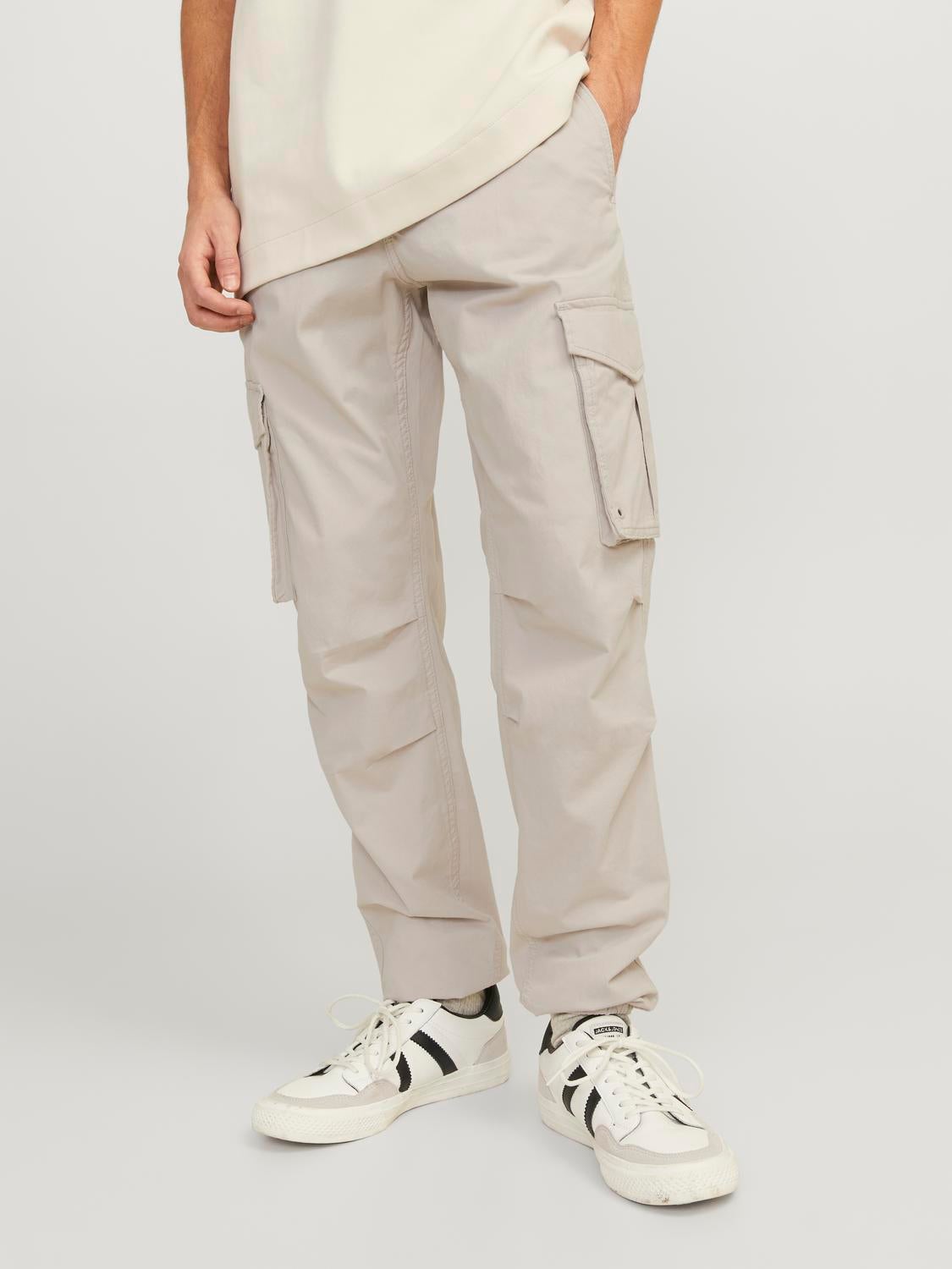 Topshop high waisted cargo pants with utility pockets in white | ASOS
