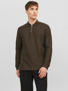 Jack & Jones Bez vzoru Polo límec Tričko -Black Ink  - 12242292