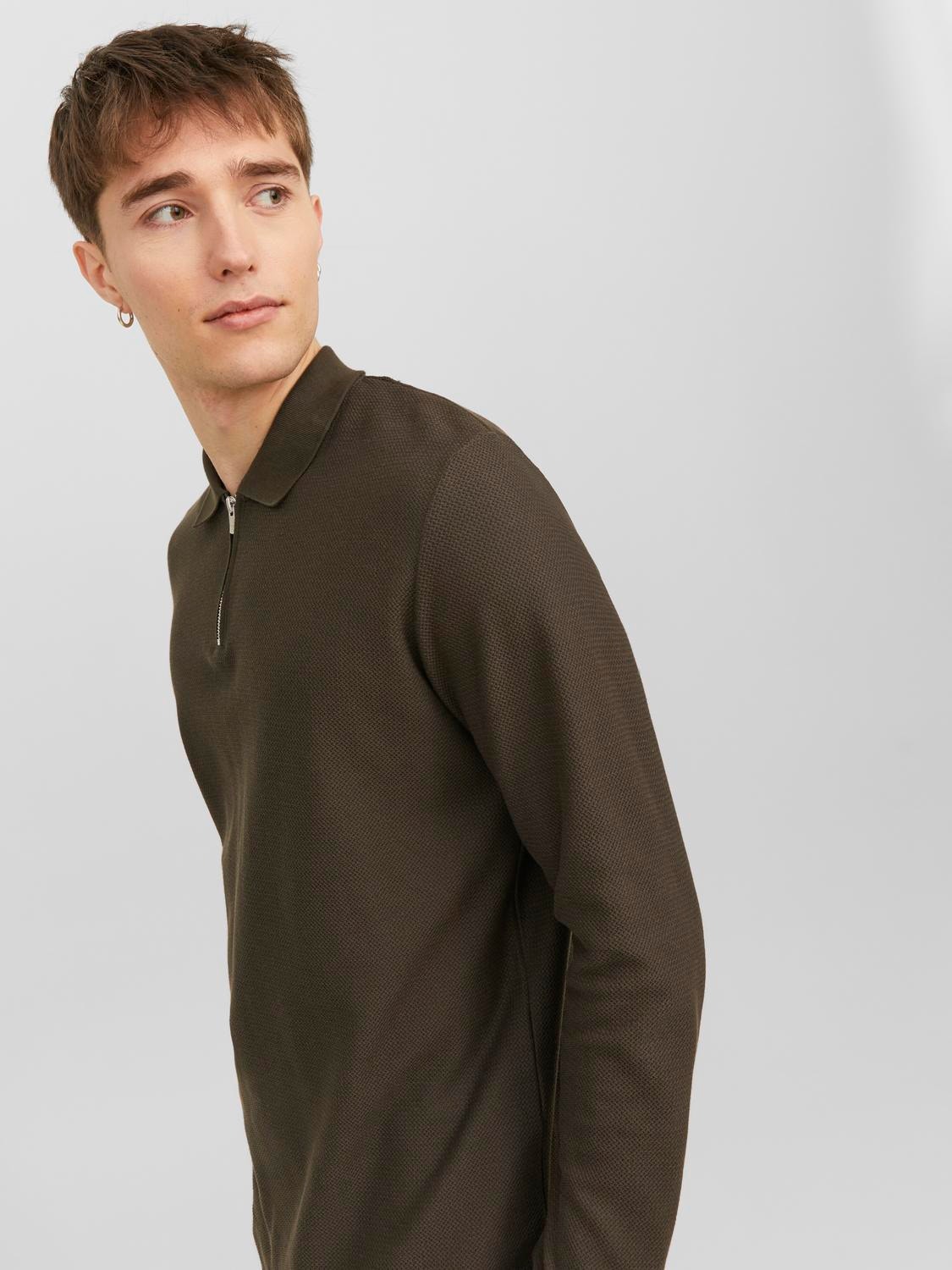 Jack & Jones Bez vzoru Polo límec Tričko -Black Ink  - 12242292