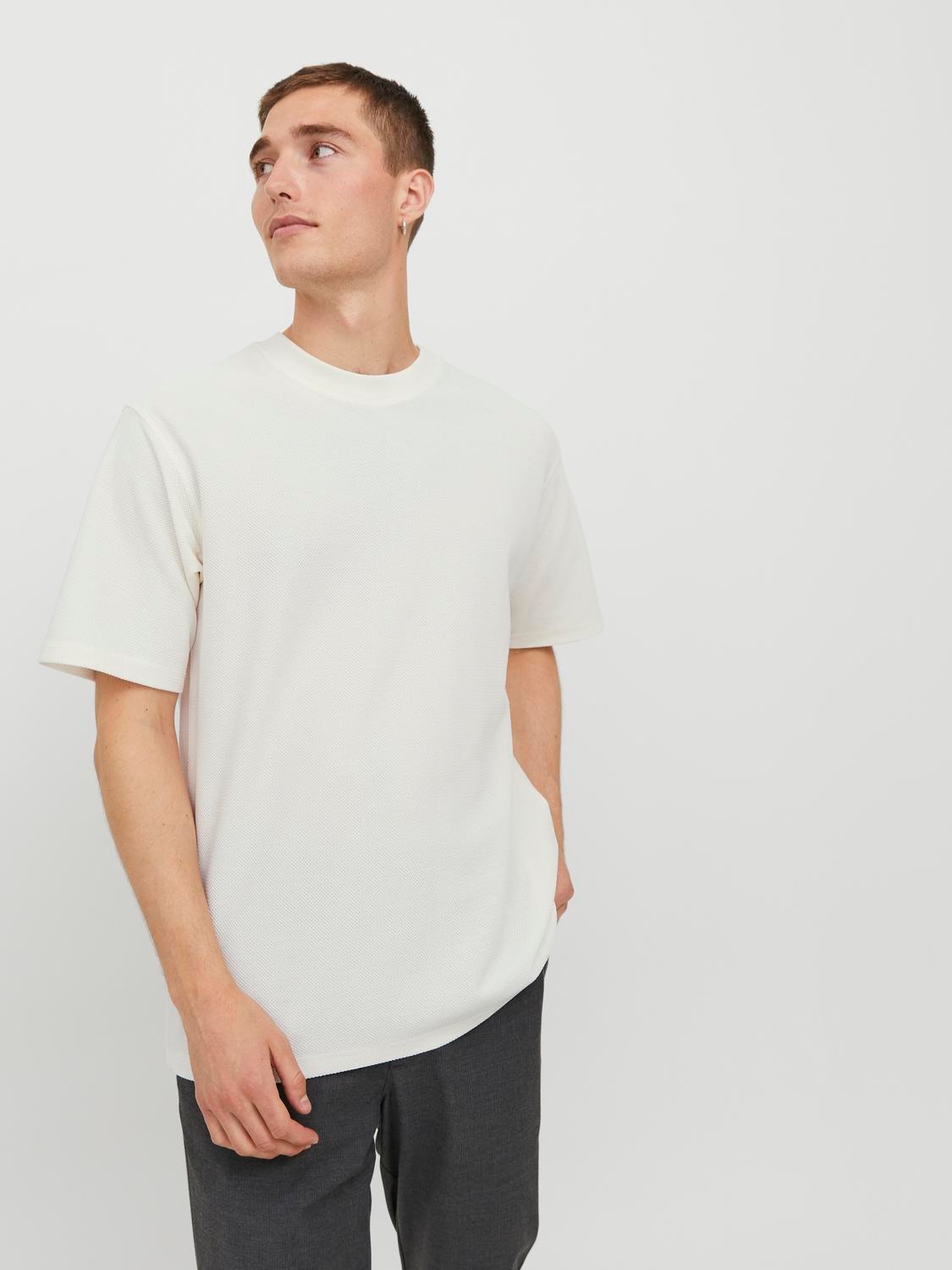 Jack & Jones Bez vzoru Kruhový výstřih Tričko -Tofu - 12242295