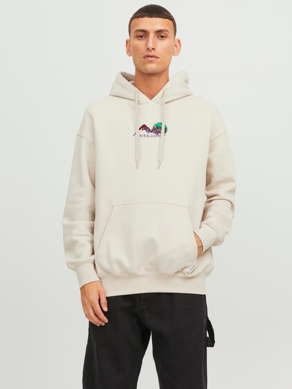 Jack & Jones Gedrukt Hoodie -Moonbeam - 12242357