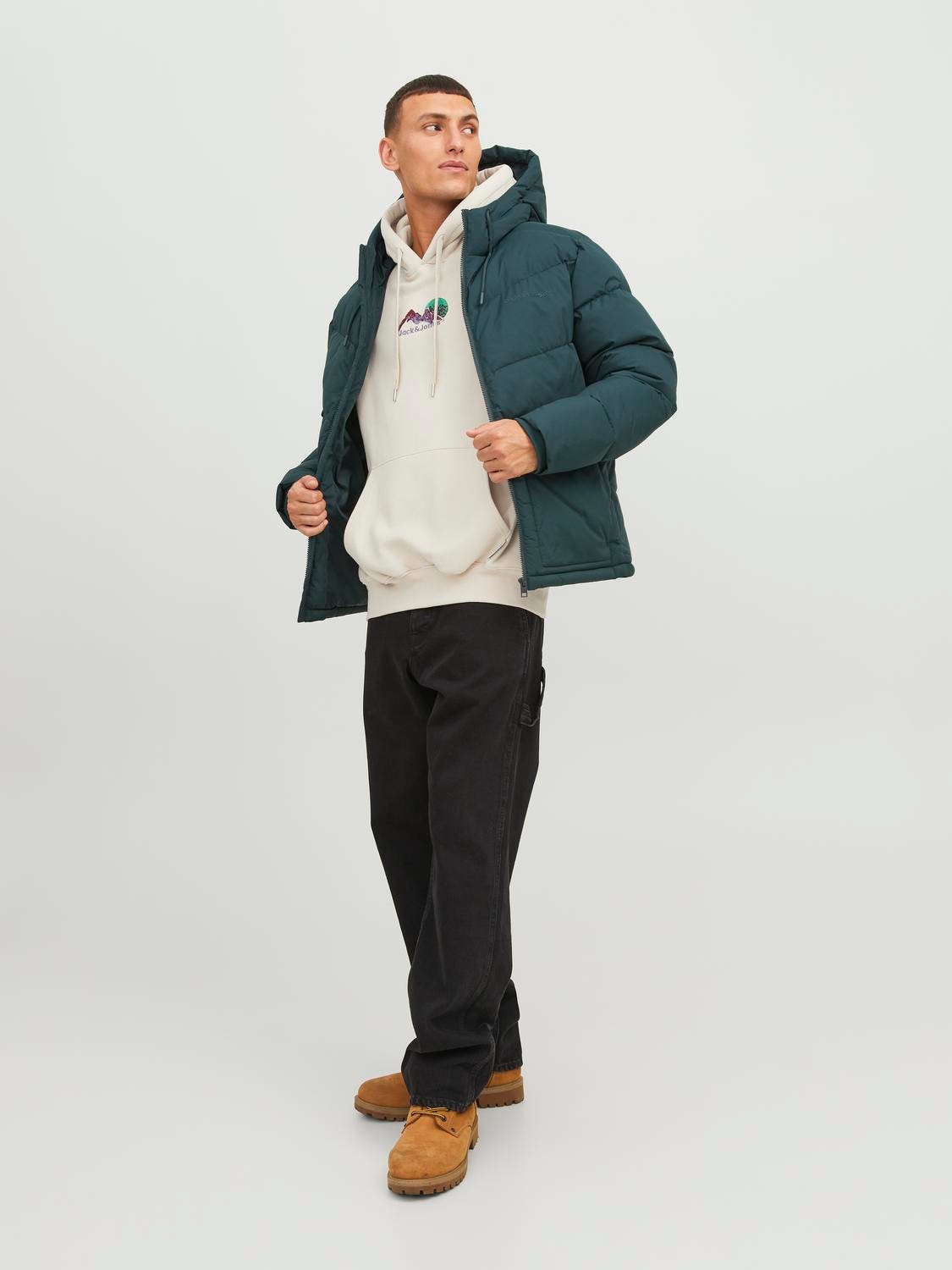 Jack & Jones Felpa con cappuccio Stampato -Moonbeam - 12242357