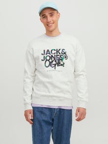 Jack & Jones Nyomott mintás Személyzeti nyakú pulóver -White Melange - 12242366