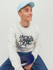 Jack & Jones Nyomott mintás Személyzeti nyakú pulóver -White Melange - 12242366