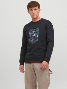 Jack & Jones Printed Crewn Neck Sweatshirt -Black - 12242366