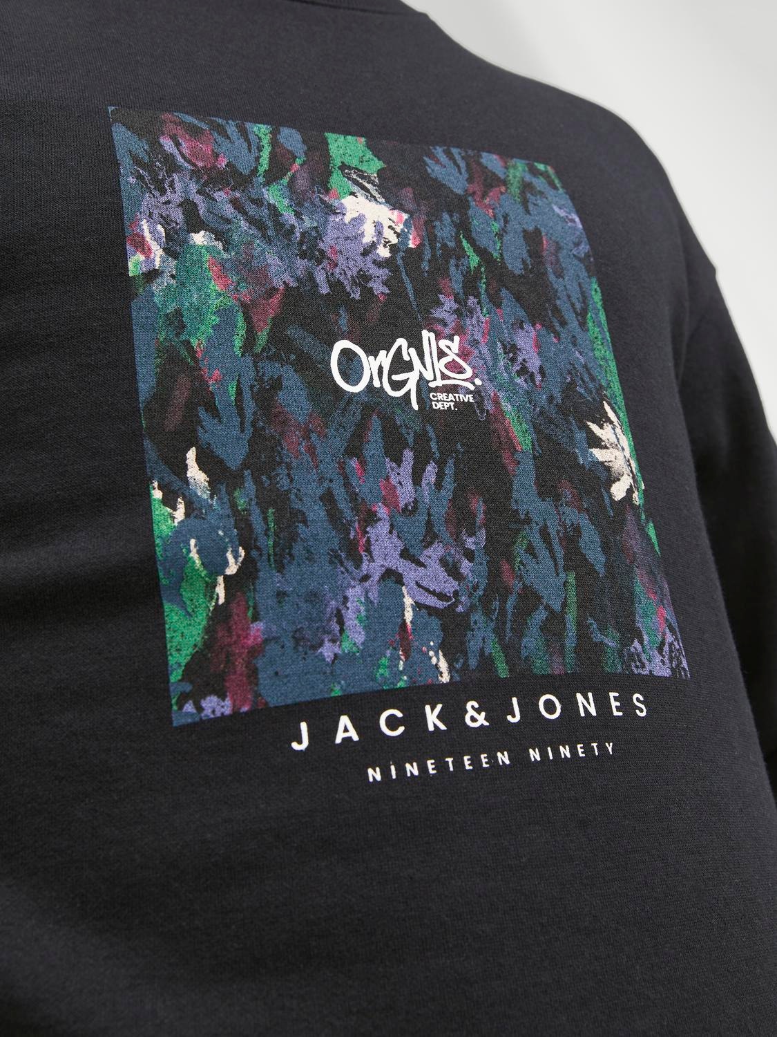 Jack & Jones Printed Crew neck Sweatshirt -Black - 12242366