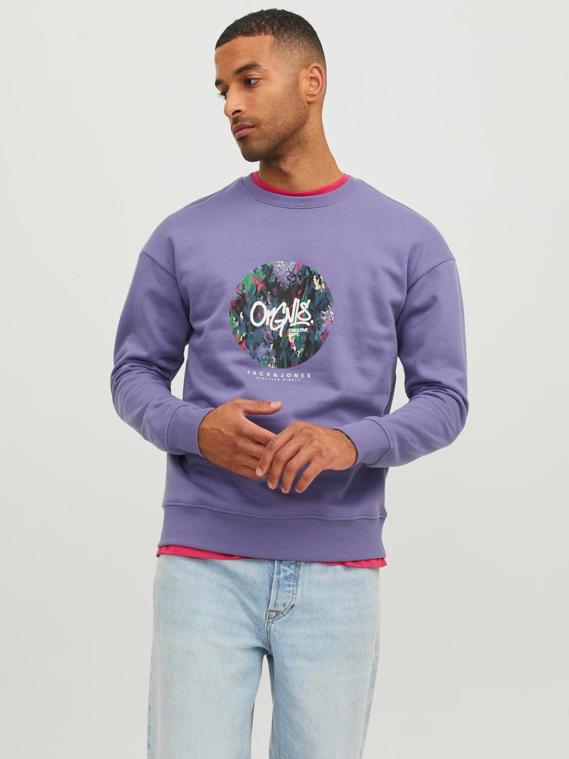 Jack & Jones Spausdintas raštas Apatinis prakaituojantis megztinis -Twilight Purple - 12242366