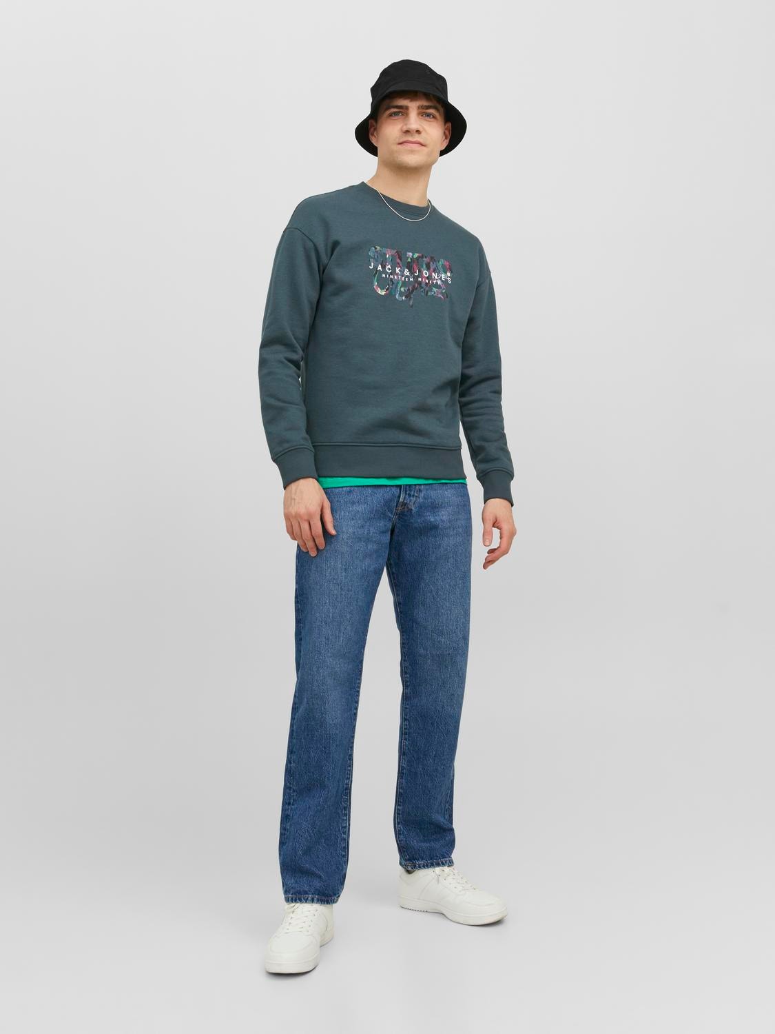 Jack & Jones Nyomott mintás Személyzeti nyakú pulóver -Magical Forest - 12242366