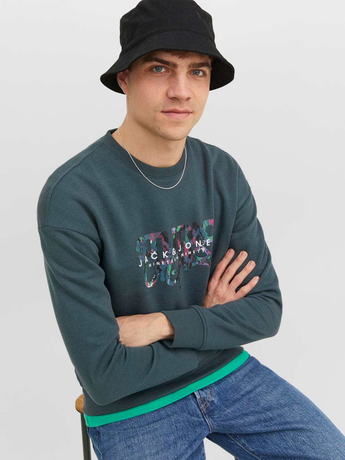 Jack & Jones Printet Sweatshirt med rund hals -Magical Forest - 12242366