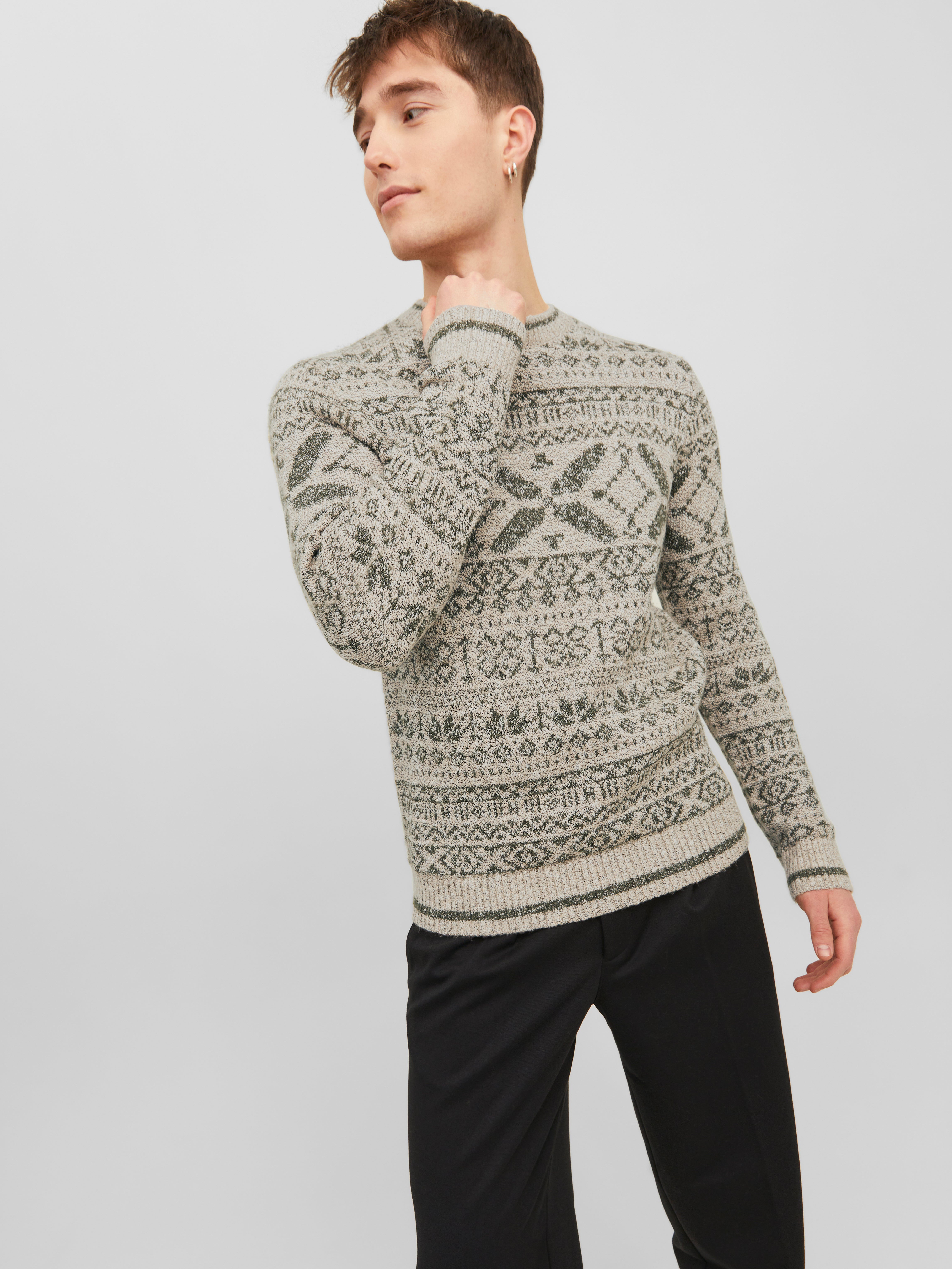 Jack & Jones All Over Print Crew Neck Jumper - 12242429