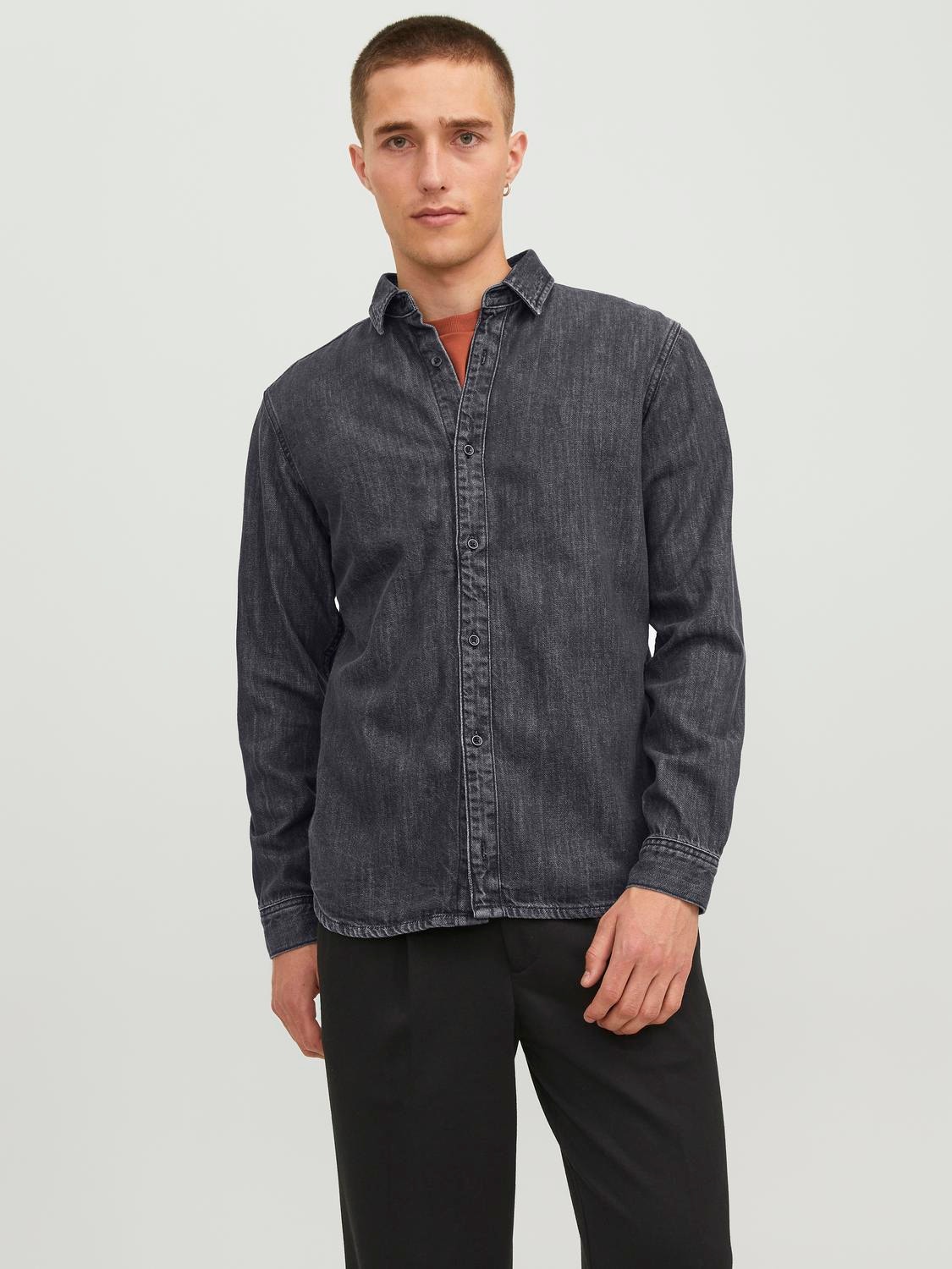 Jack & Jones Regular Fit Džinsiniai marškiniai -Black Denim - 12242464