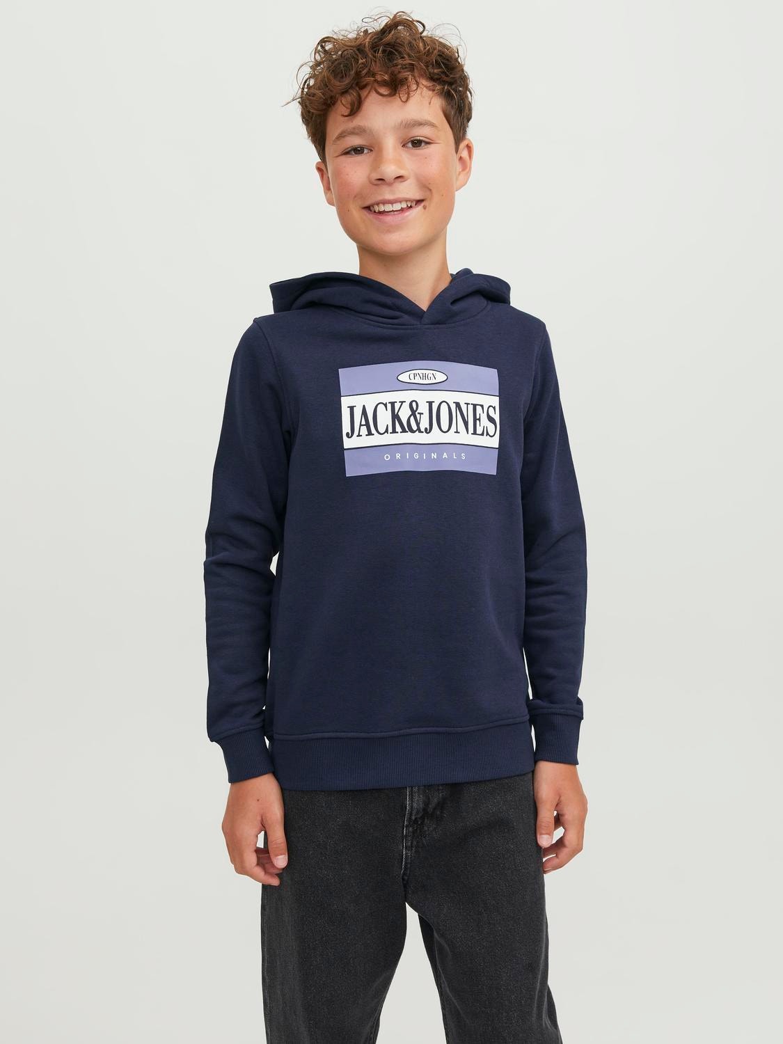Jack & Jones Logo Hoodie Voor jongens -Navy Blazer - 12242465