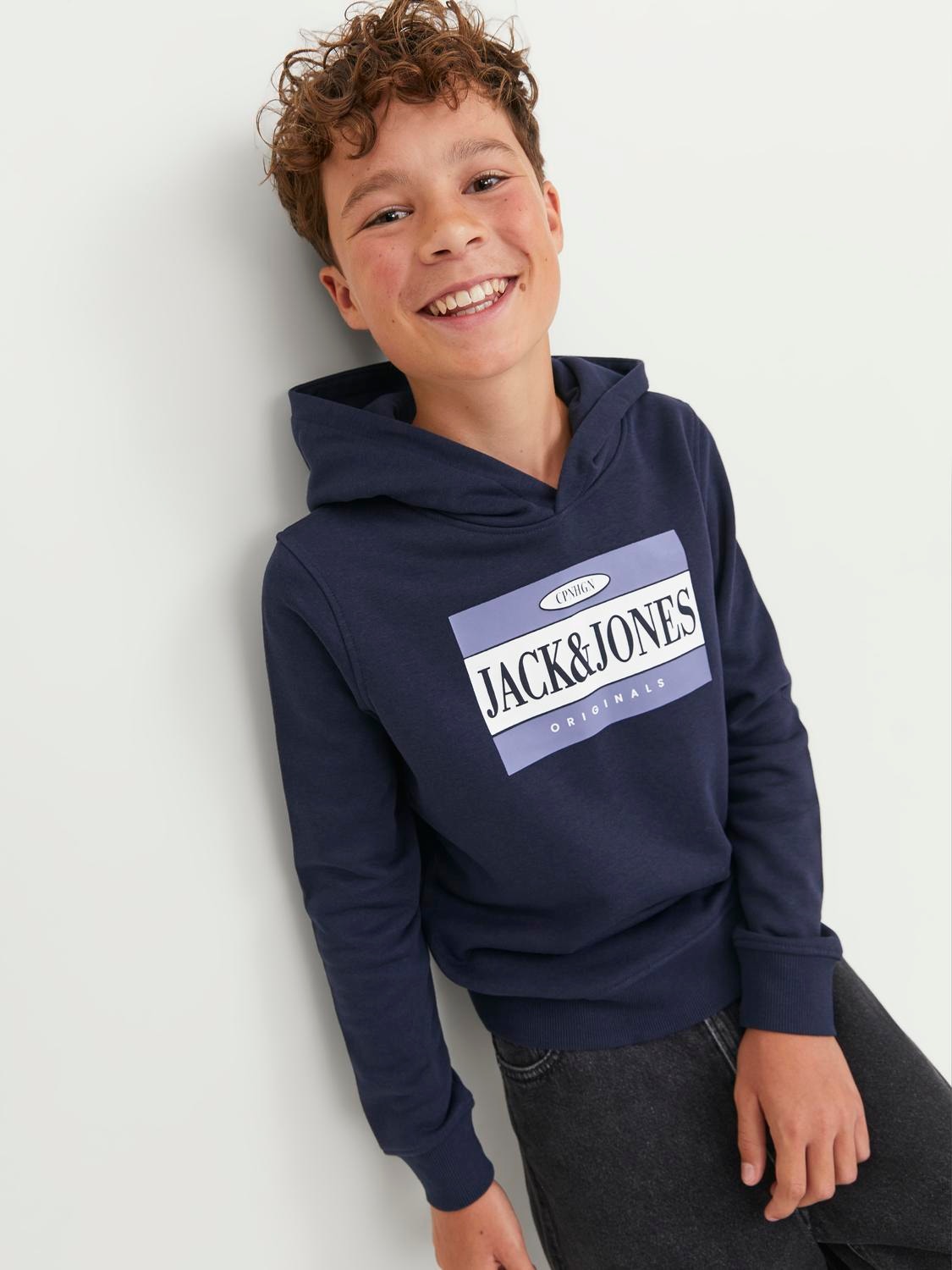 Jack & Jones Logo Hoodie Voor jongens -Navy Blazer - 12242465