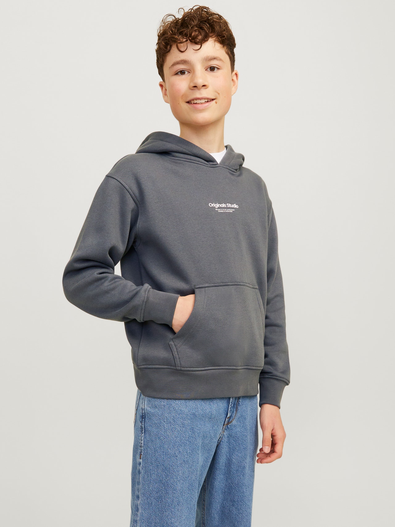 Jack & Jones Hoodie Estampar Para meninos -Iron Gate - 12242469