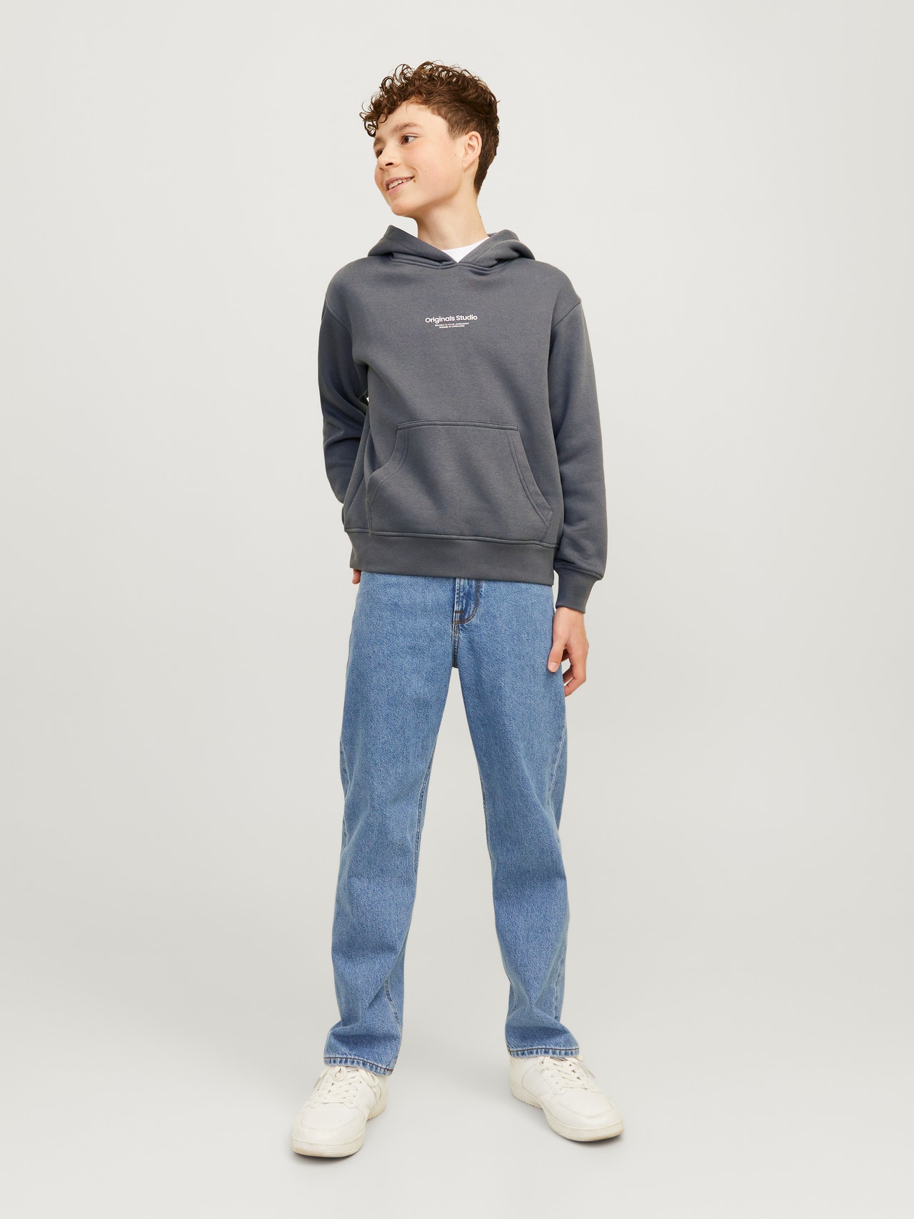 Jack & Jones Printed Hoodie For boys -Iron Gate - 12242469