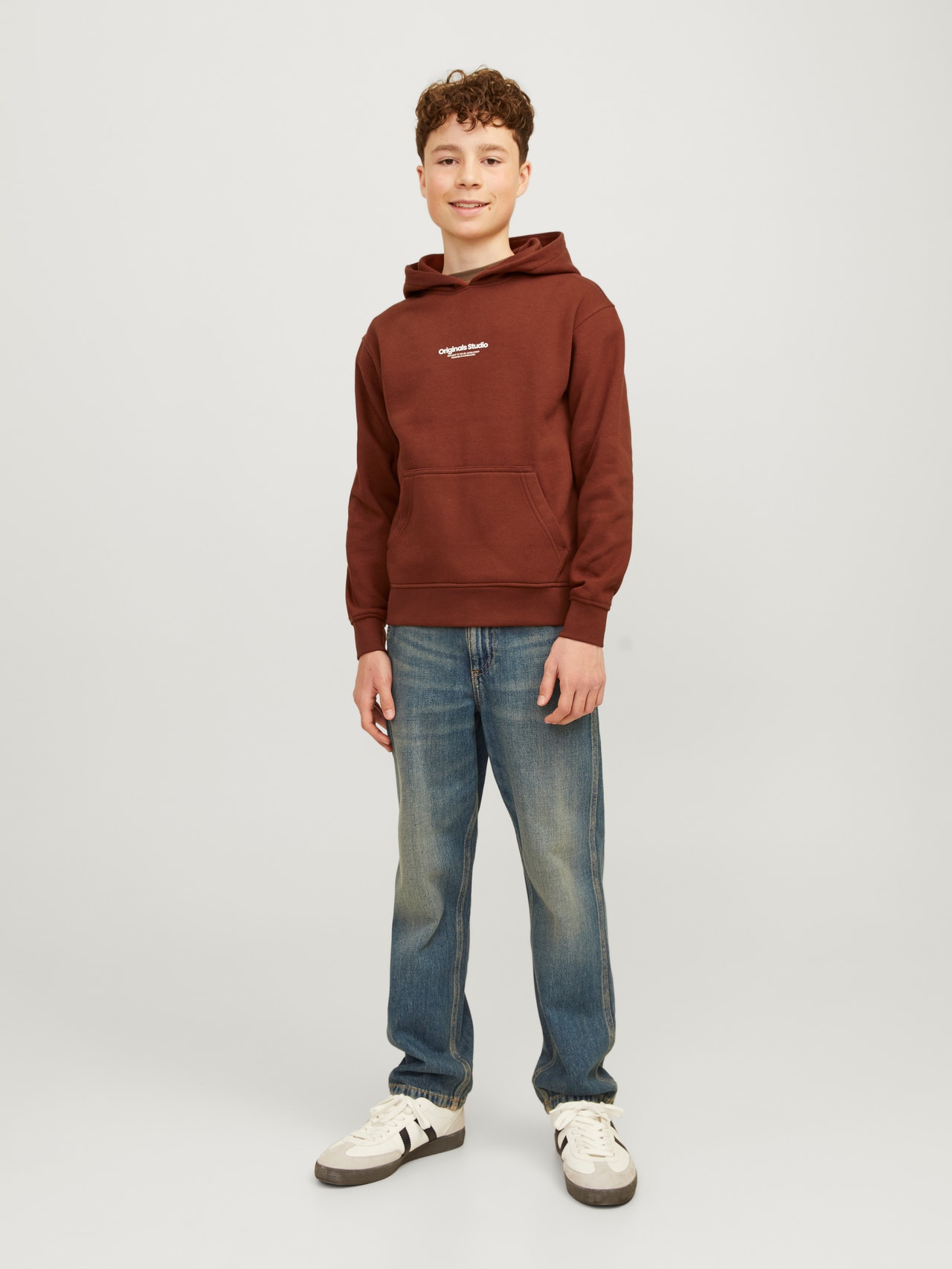 Jack & Jones Spausdintas raštas Megztinis su gobtuvu For boys -Brandy Brown - 12242469