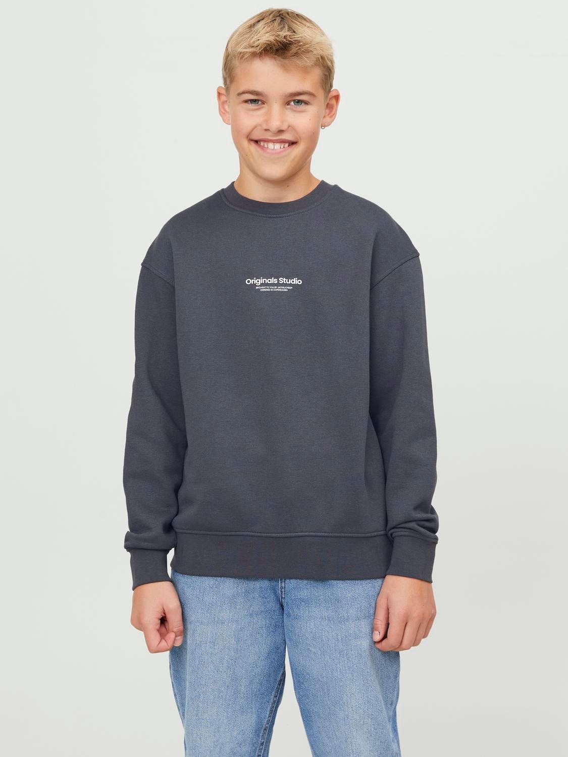 Jack & Jones Nyomott mintás Személyzeti nyakú pulóver Ifjúsági -Asphalt - 12242471