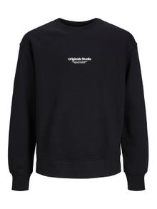 Jack & Jones Printed Crew neck Sweatshirt For boys -Black - 12242471