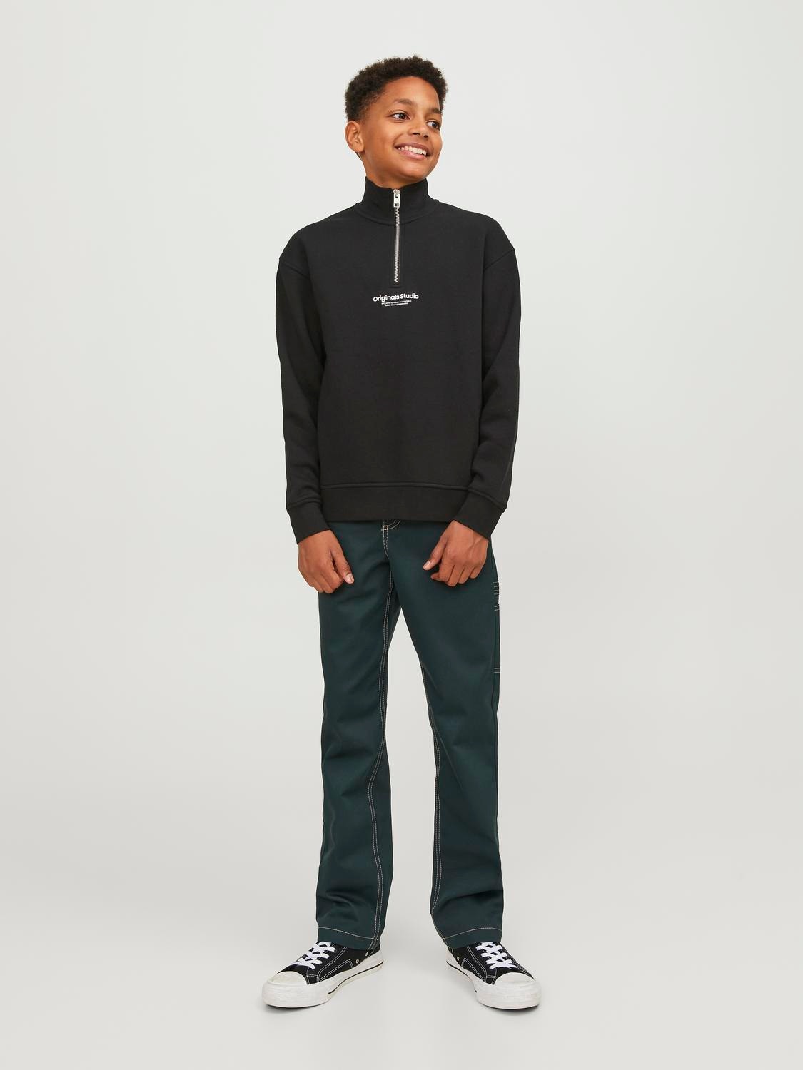 Jack & Jones Gedruckt Sweatshirt mit Reißverschluss Für jungs -Black - 12242475