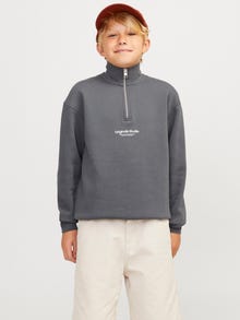 Jack & Jones Printed Zip Sweatshirt For boys -Iron Gate - 12242475