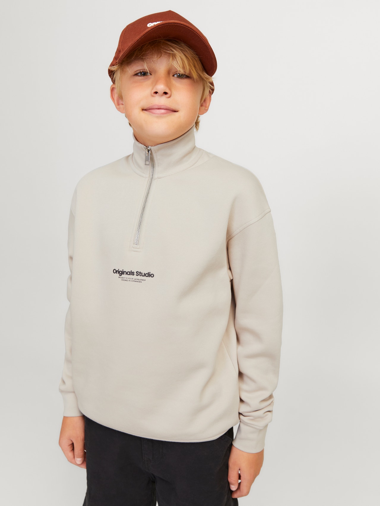 Jack & Jones Printed Zip Sweatshirt For boys -Moonbeam - 12242475