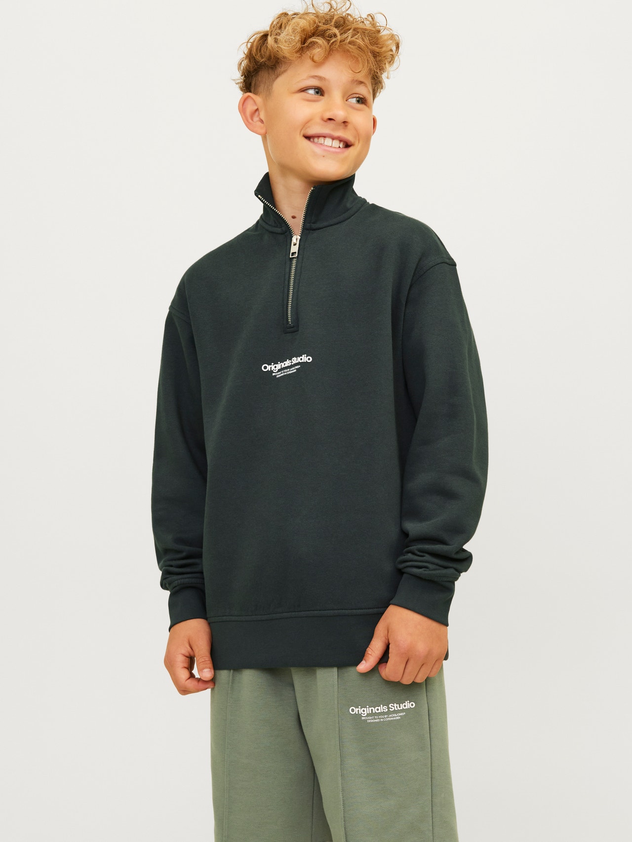 Jack & Jones Printed Zip Sweatshirt For boys -Forest River - 12242475