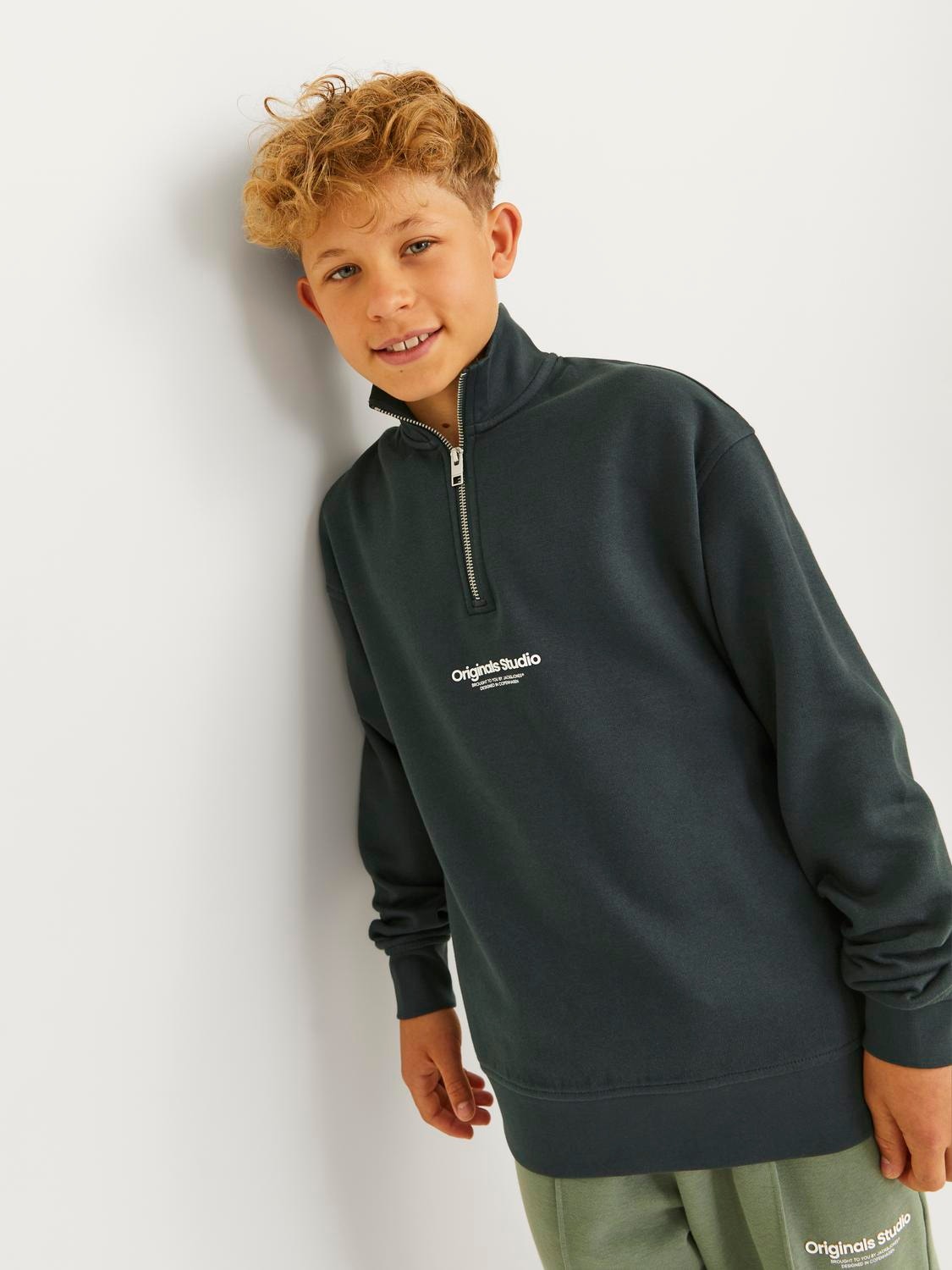 Jack & Jones Printed Zip Sweatshirt For boys -Forest River - 12242475