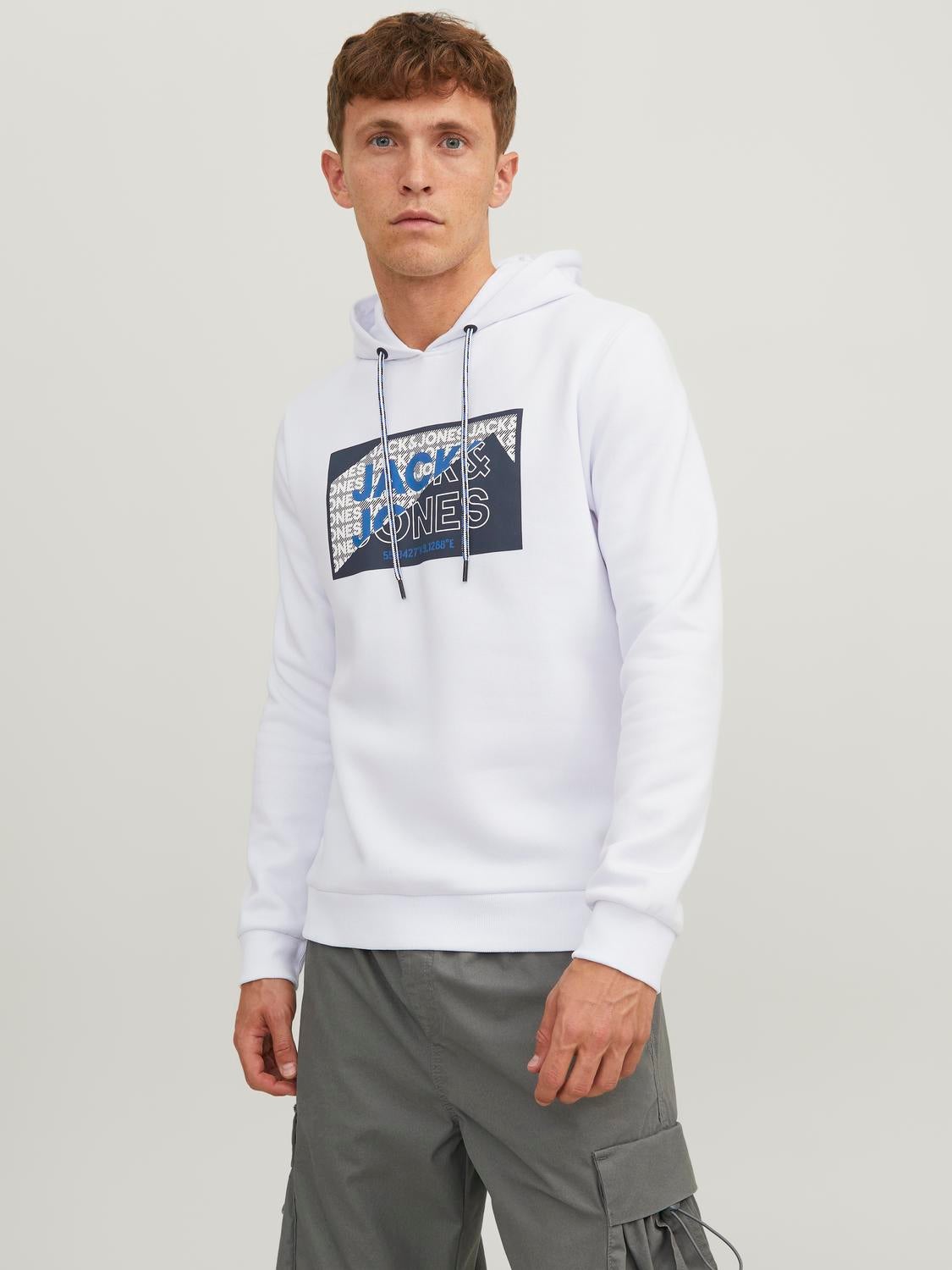 Jack and outlet jones white hoodie