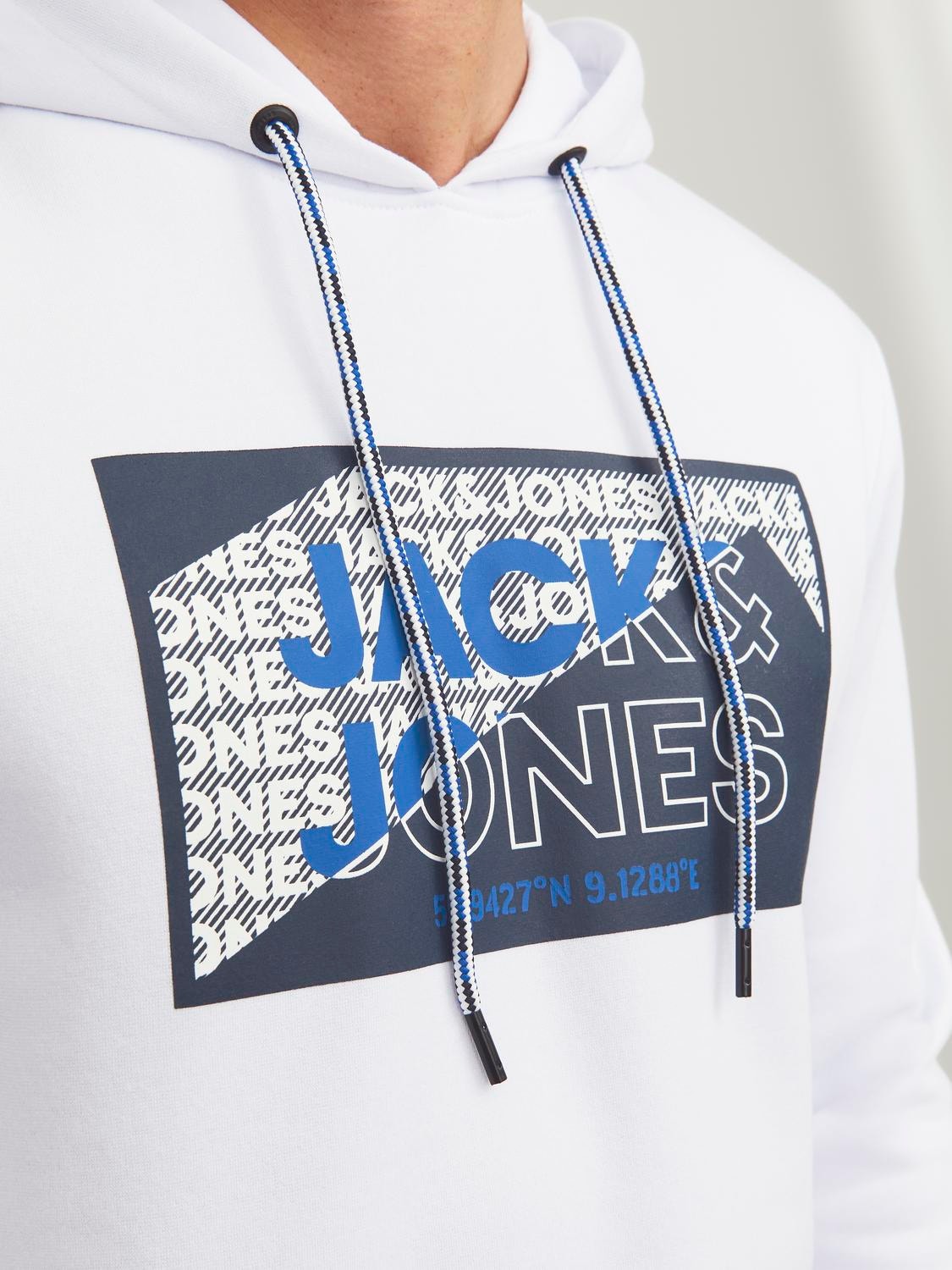 Jack & Jones Logo Hoodie -White - 12242480