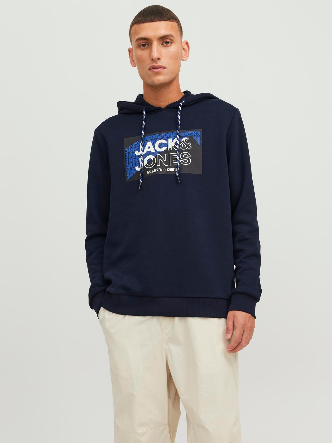 Jack & Jones Logo Hoodie -Navy Blazer - 12242480