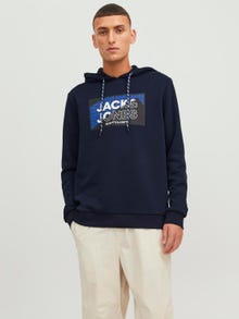 Jack & Jones Logo Mikina s kapucí -Navy Blazer - 12242480