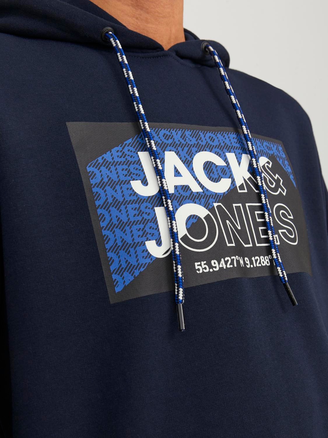 Jack & Jones Hoodie Logo -Navy Blazer - 12242480