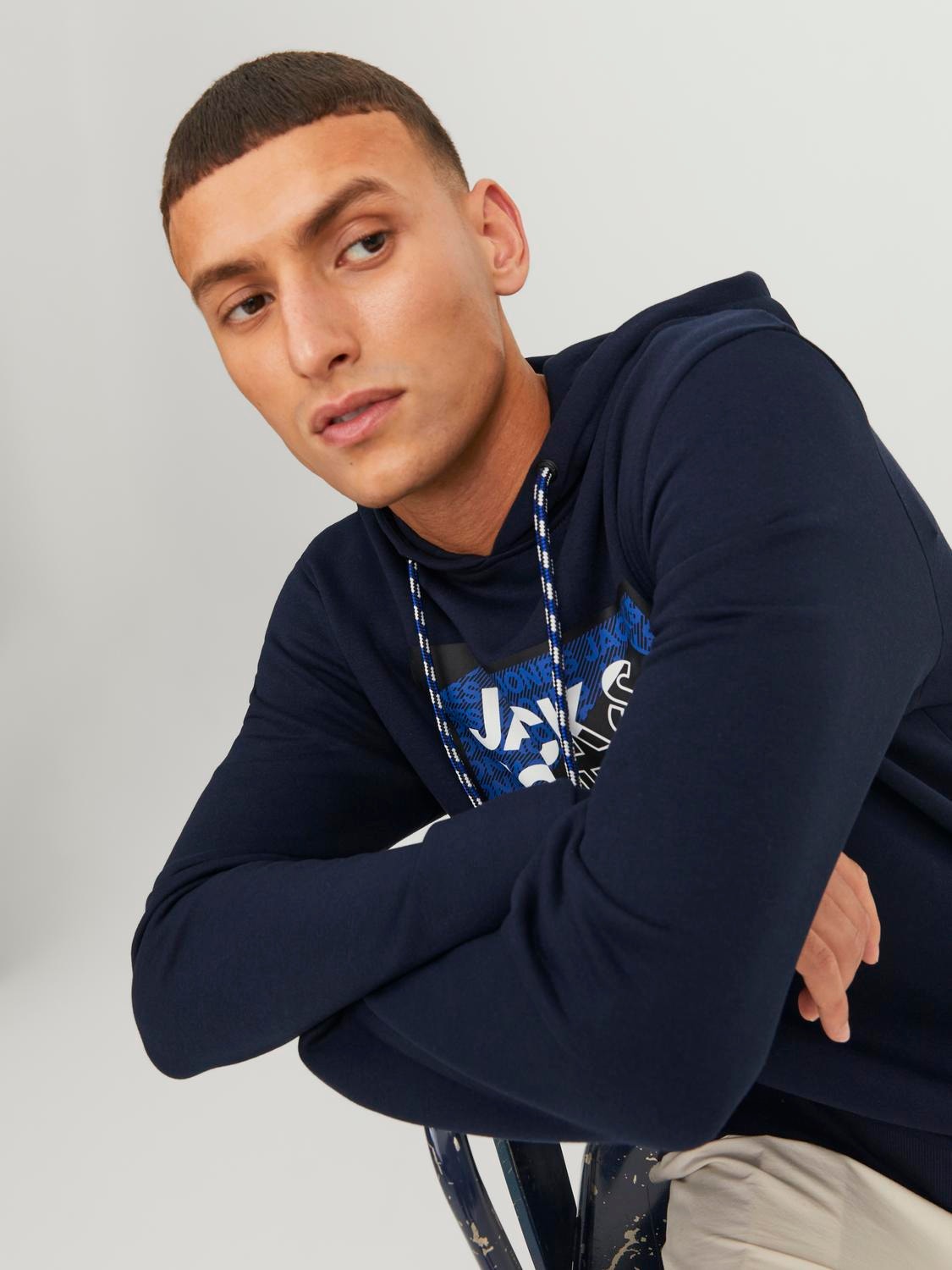 Jack & Jones Hoodie Logo -Navy Blazer - 12242480