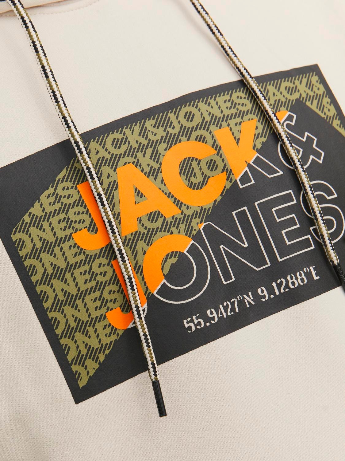 Jack & Jones Logo Hoodie -Moonbeam - 12242480