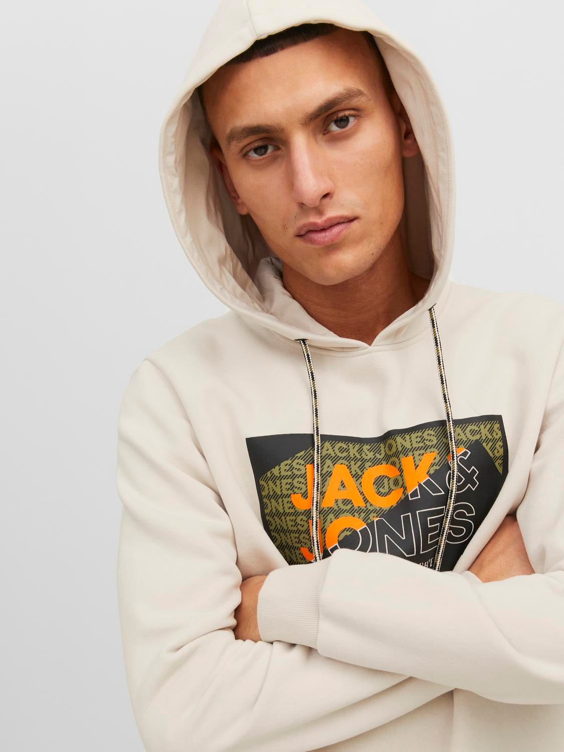 Jack & Jones Logo Hættetrøje -Moonbeam - 12242480