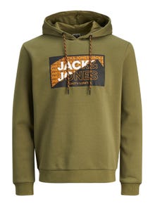 Jack & Jones Logo Hoodie -Olive Branch - 12242480