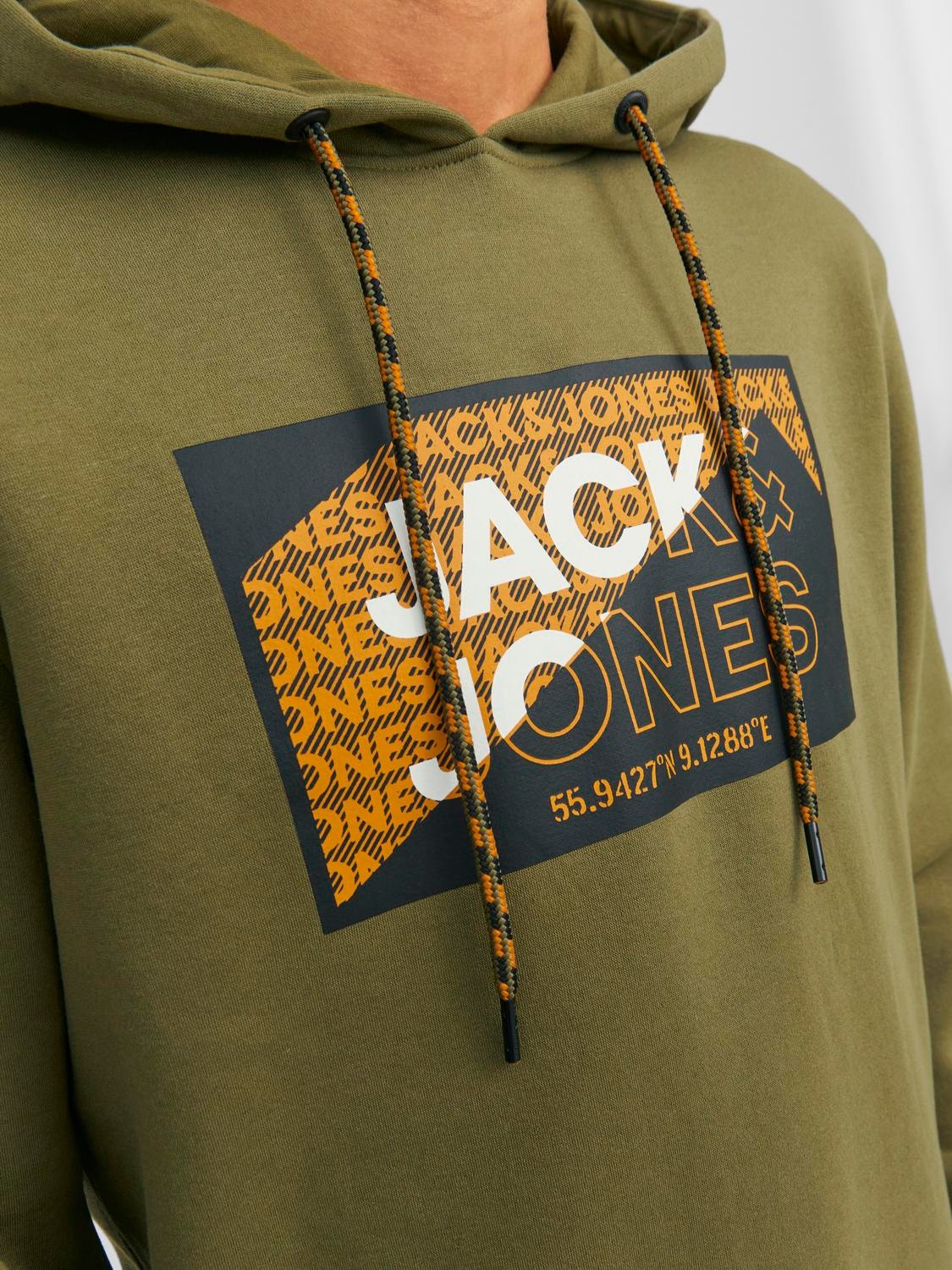 Jack & Jones Hoodie Logo -Olive Branch - 12242480