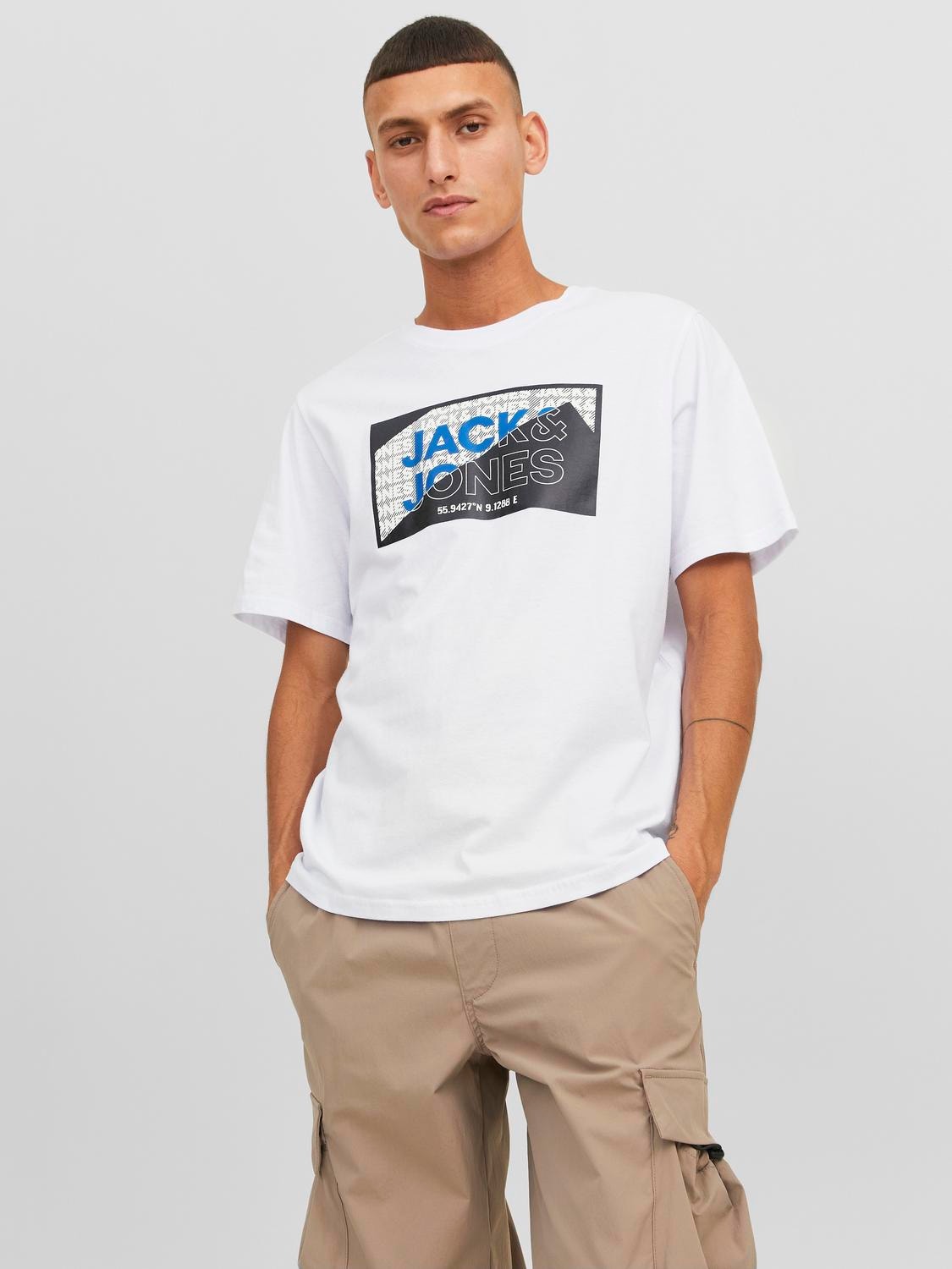 Jack & Jones Logo O-Neck T-shirt -White - 12242492