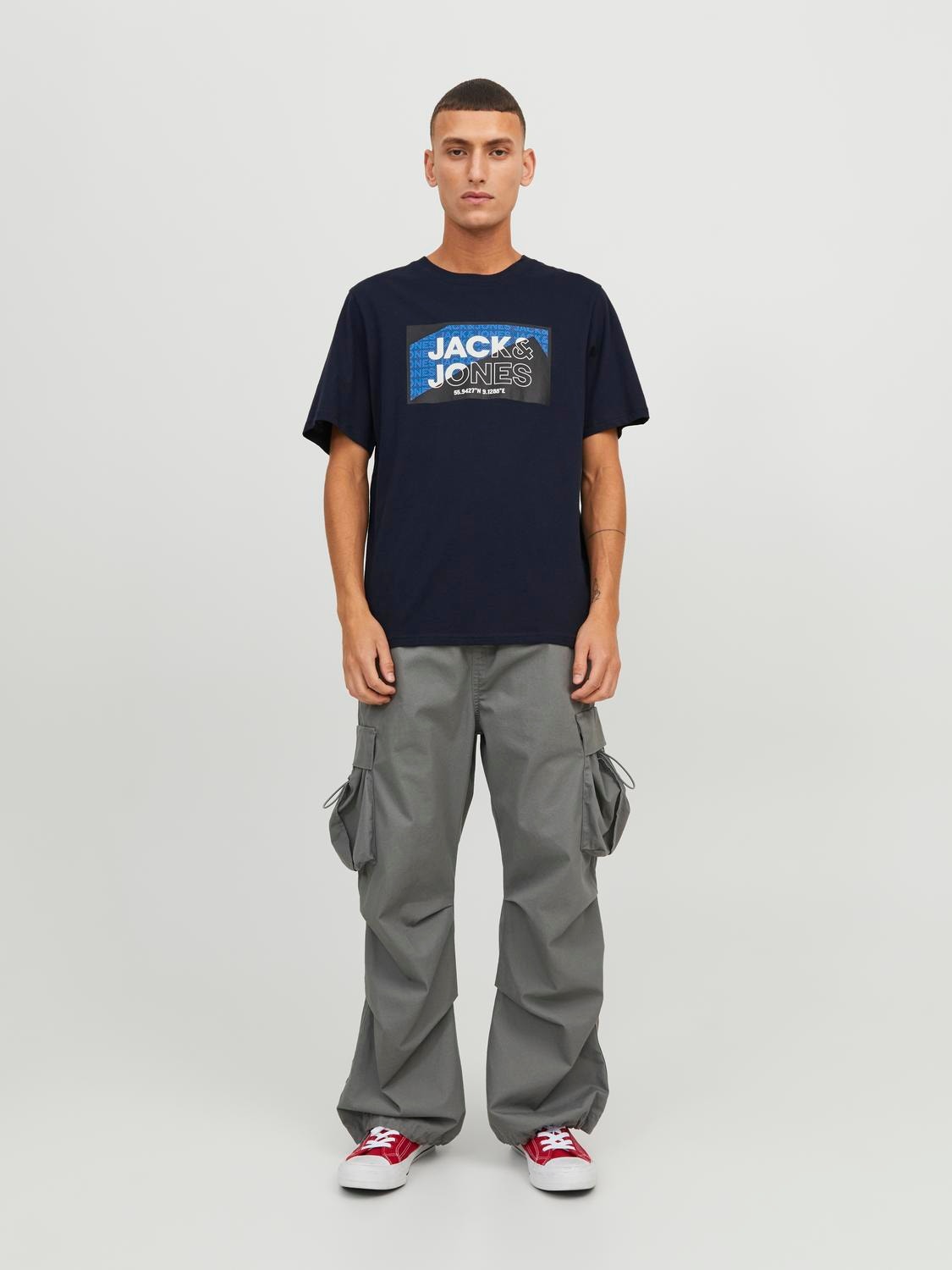 Jack & Jones Z logo Okrągły dekolt T-shirt -Navy Blazer - 12242492