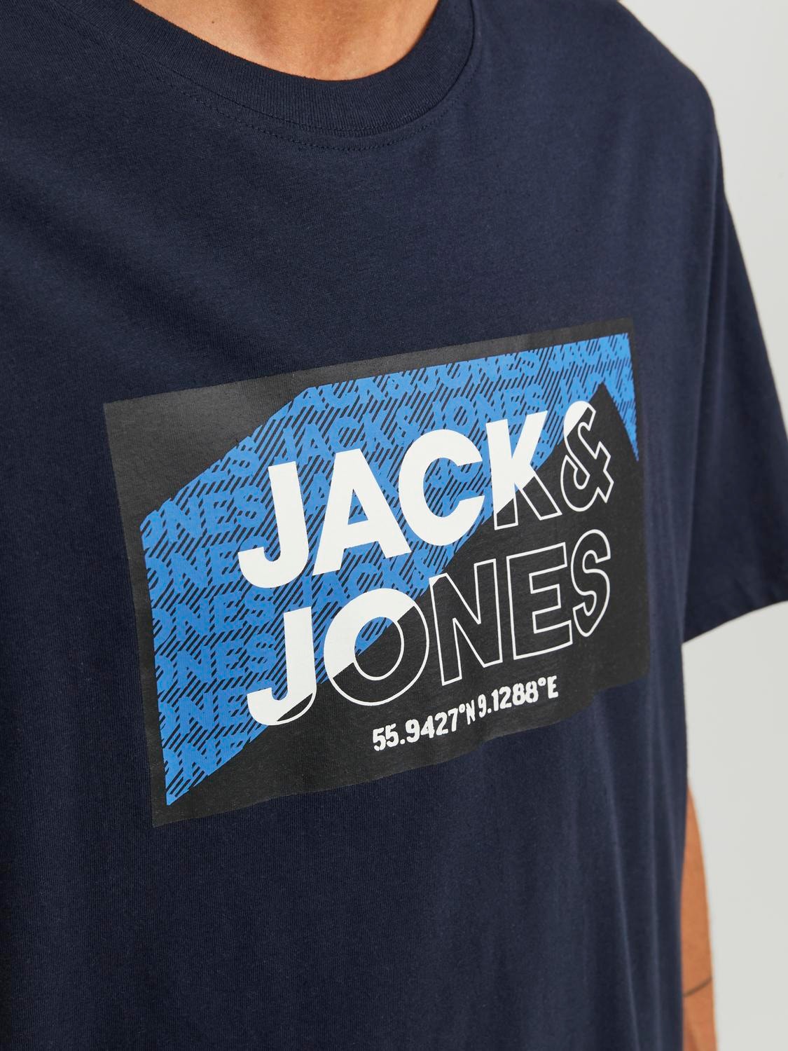 Jack & Jones Logo O-hals T-skjorte -Navy Blazer - 12242492