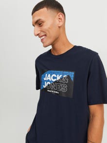 Jack & Jones Logo Pyöreä pääntie T-paita -Navy Blazer - 12242492