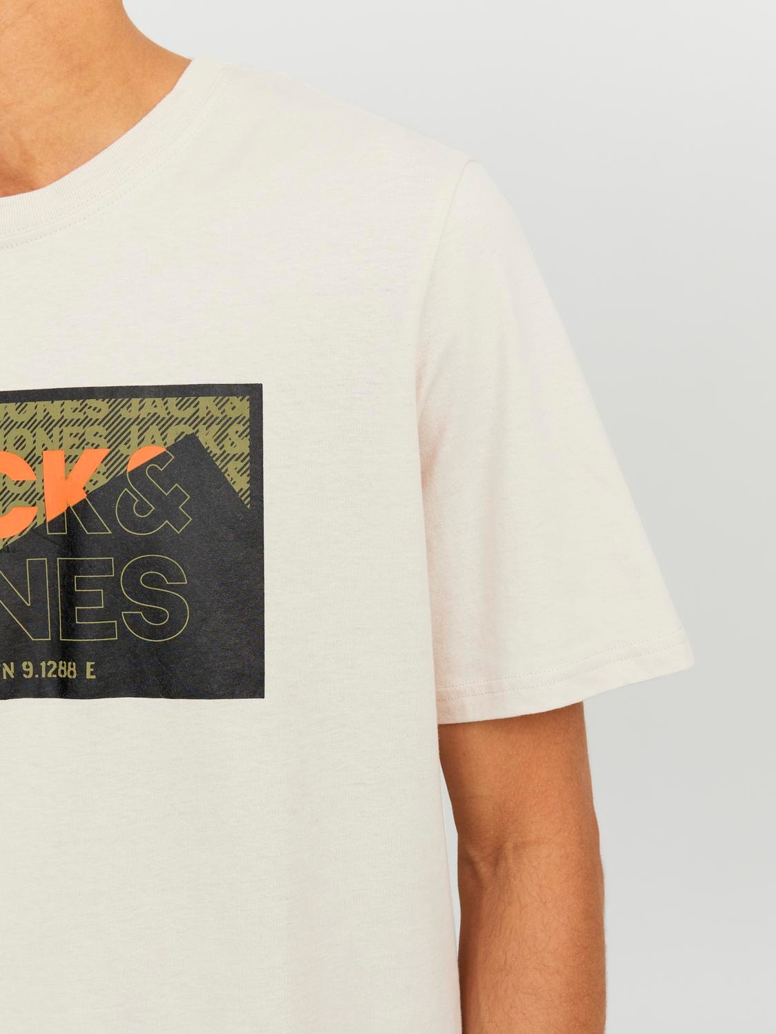 Jack & Jones T-shirt Logo Col rond -Moonbeam - 12242492