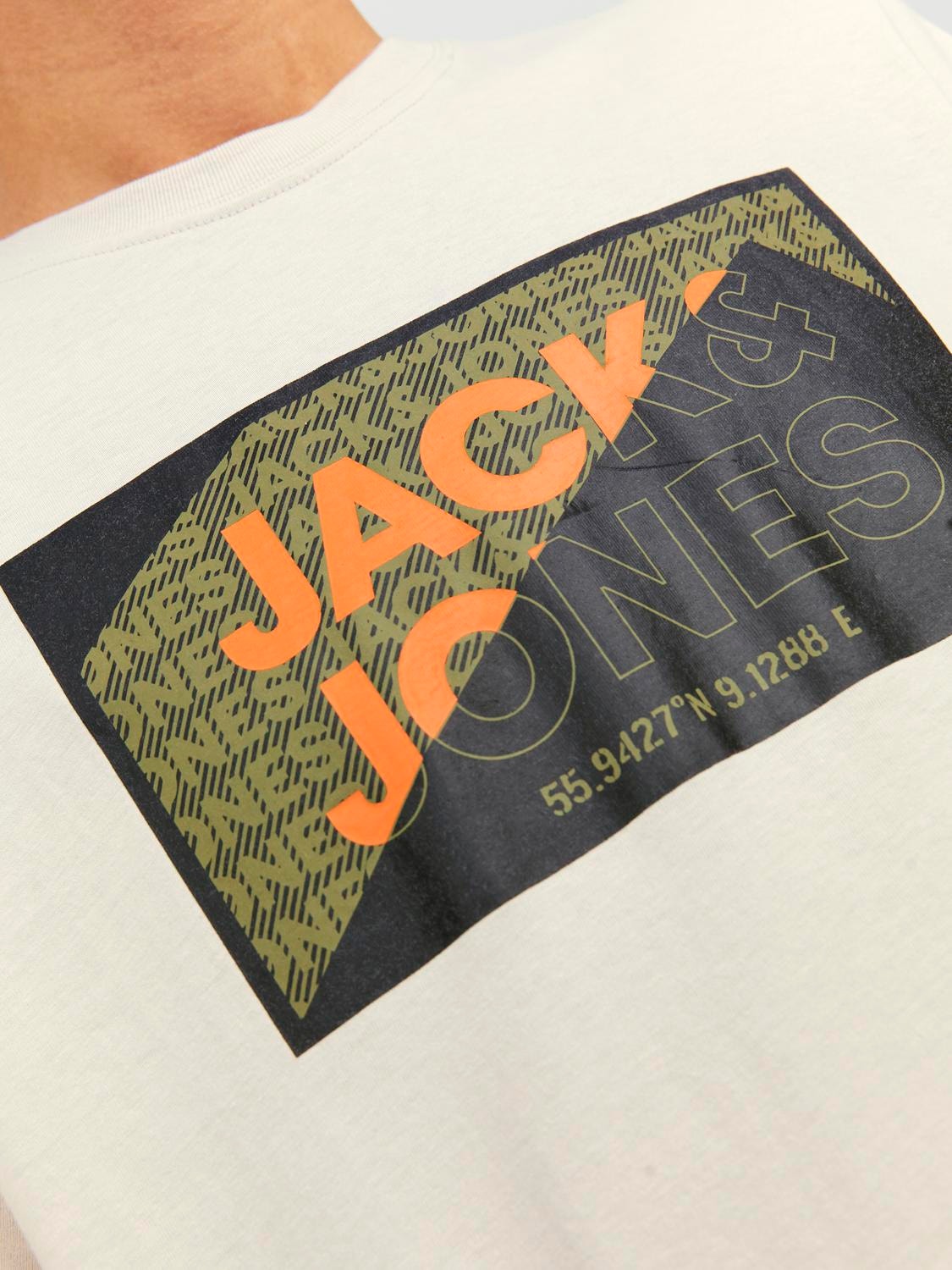 Jack & Jones Logo Pyöreä pääntie T-paita -Moonbeam - 12242492