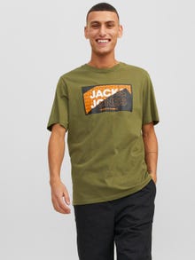 Jack & Jones Logo O-hals T-skjorte -Olive Branch - 12242492