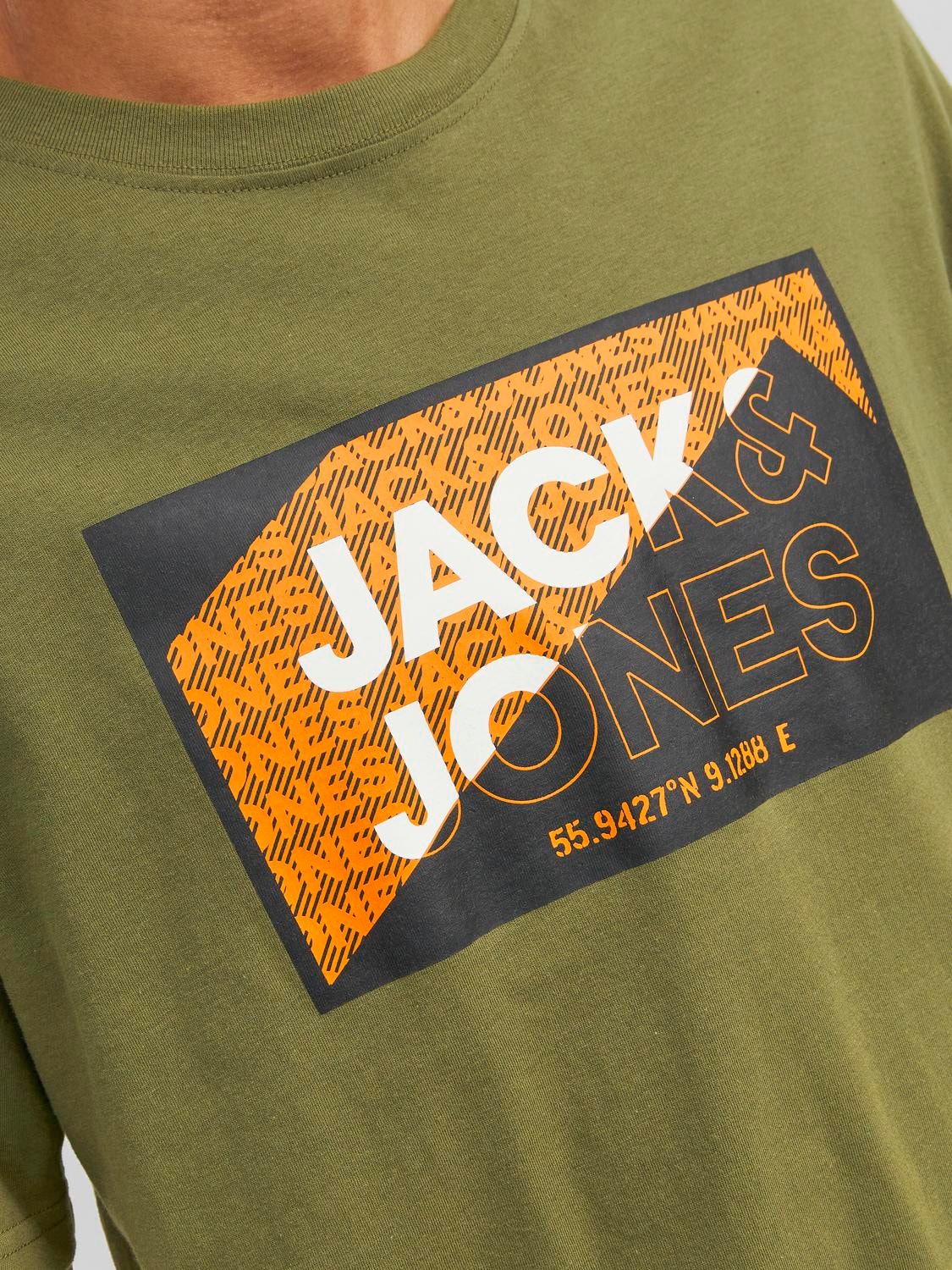 Jack & Jones Logo O-Neck T-shirt -Olive Branch - 12242492
