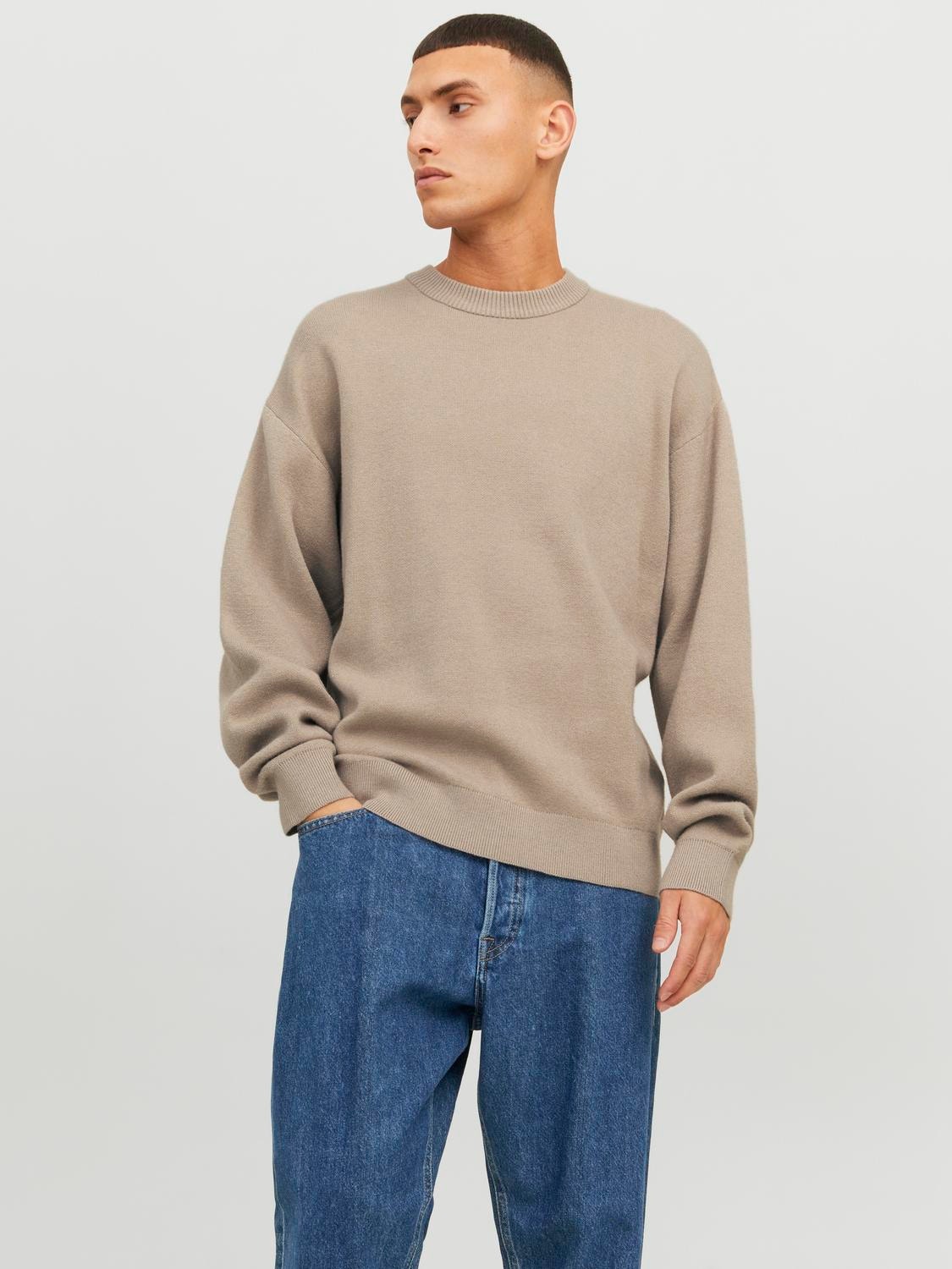 Jack & Jones Ensfarvet Striktrøje med rund hals -Atmosphere - 12242512