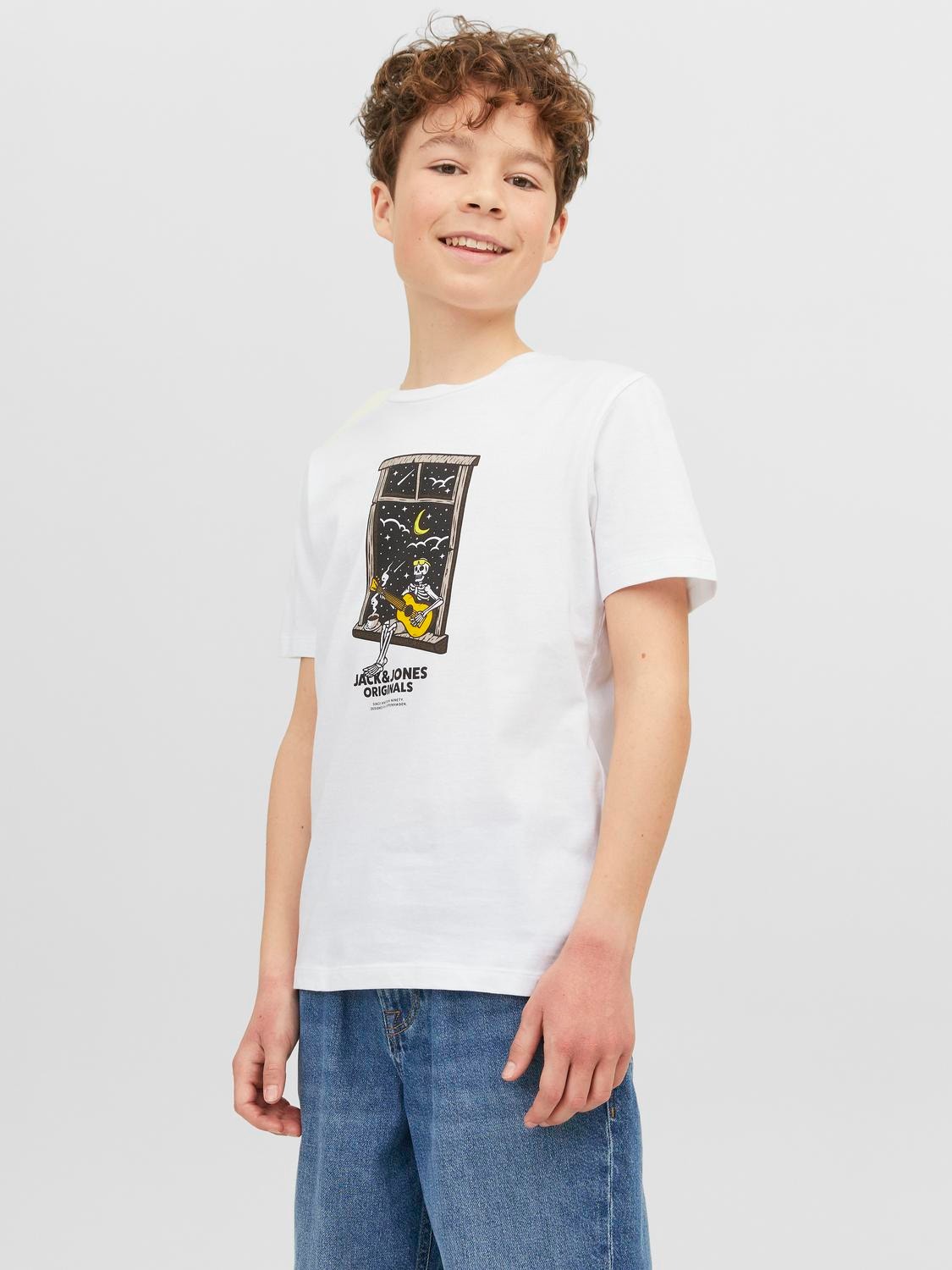 Jack & Jones Bedrukt T-shirt Voor jongens -Bright White - 12242739