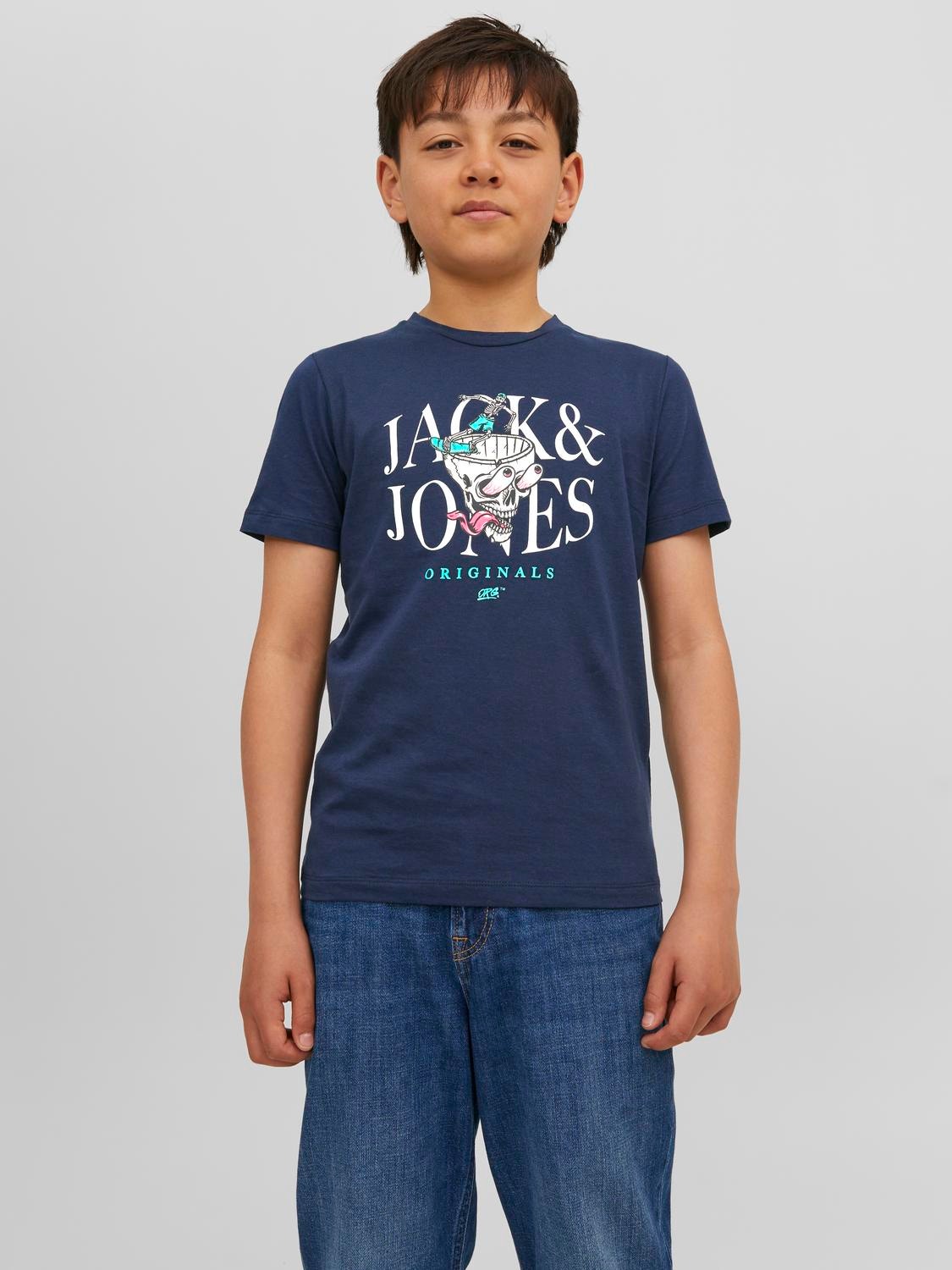 Jack & Jones Spausdintas raštas Marškinėliai For boys -Navy Blazer - 12242739