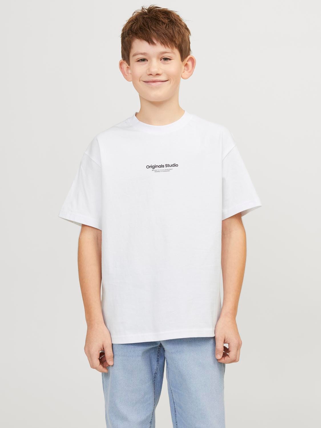 Jack & Jones Printed T-shirt For boys -Bright White - 12242827