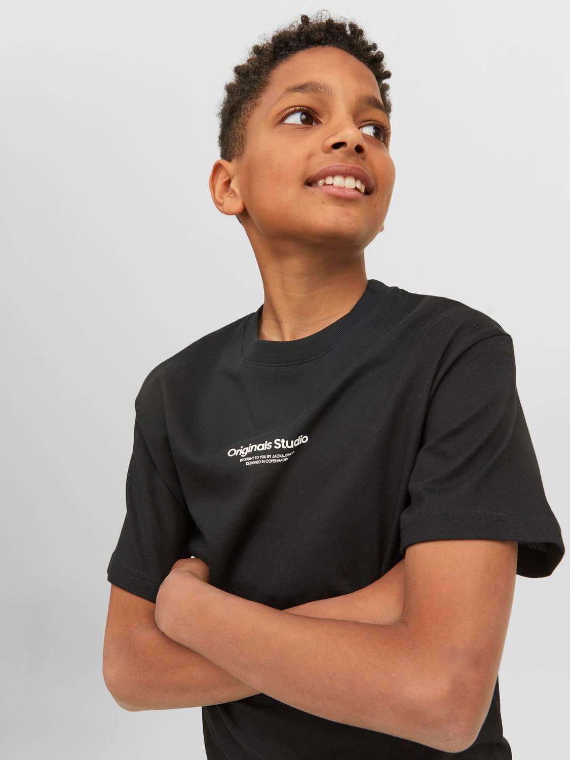 Jack & Jones Nadruk T-shirt Dla chłopców -Black - 12242827